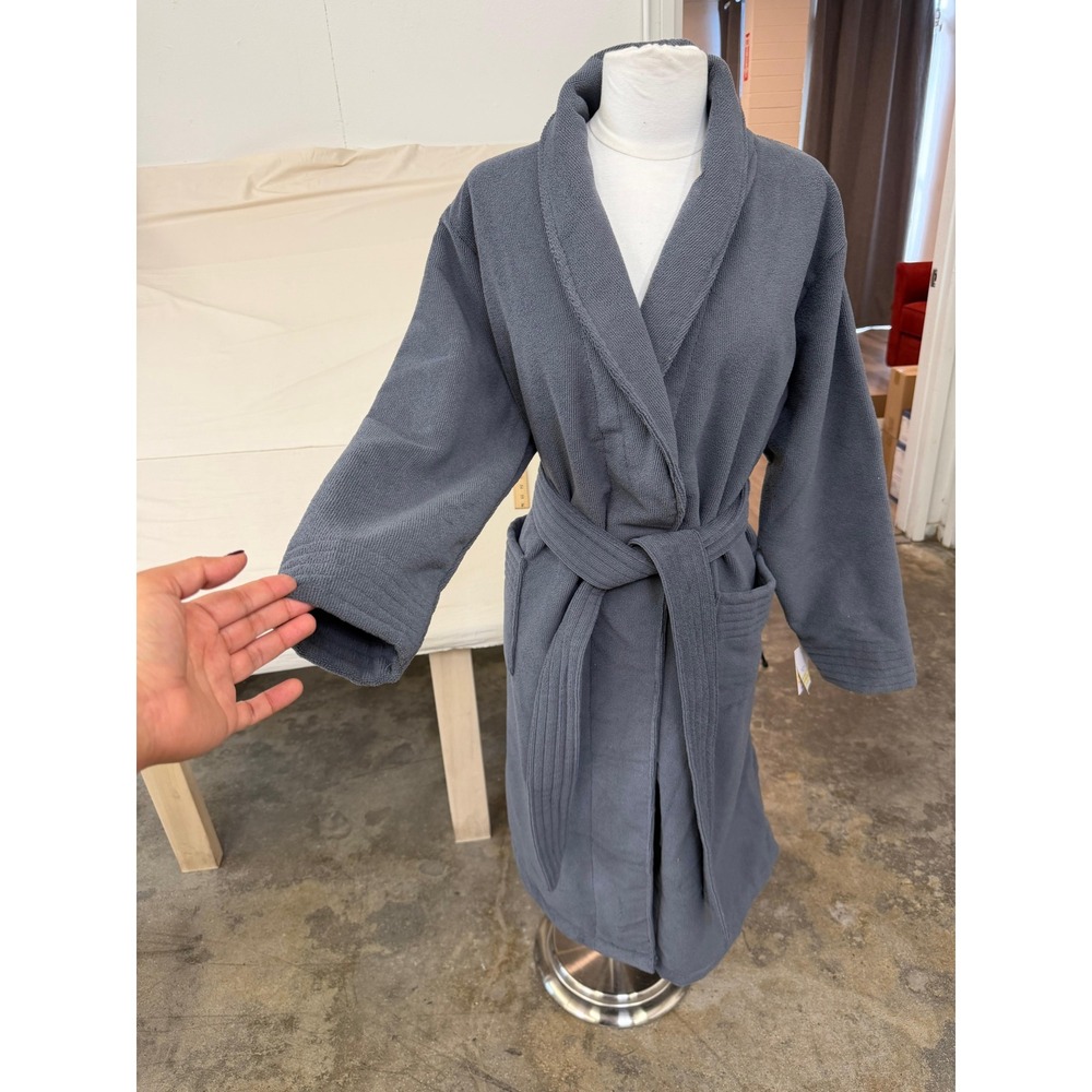 NWT Gray Plush Terry Cloth Bathrobe M/L | Spa Robe | Soft Cozy Belted Robe
